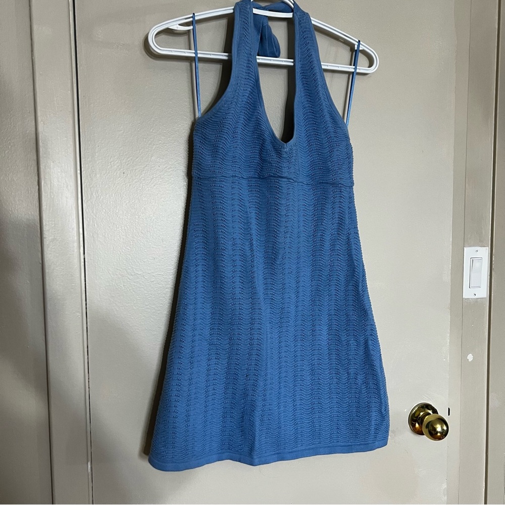 Blue Halter Neck Dress